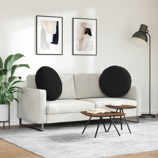 Sittkuddar 2 pcs Svart Ø60 x 21 cm Sammet