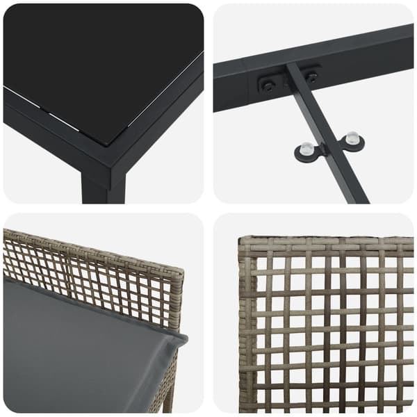Trädgårdsmöbelset med kudde 5 pcs Grå konstrotting
