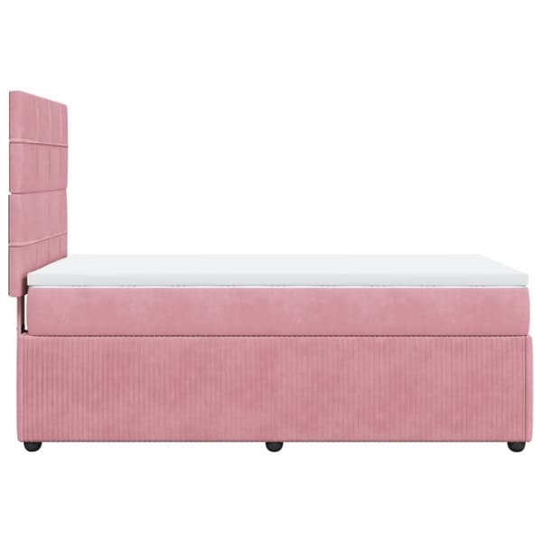 Ramsäng med madrass rosa 90x190 cm sammet