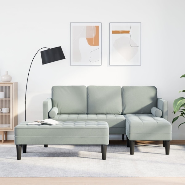 Soffset med kudde 2 pcs Ljusgrå Polyester