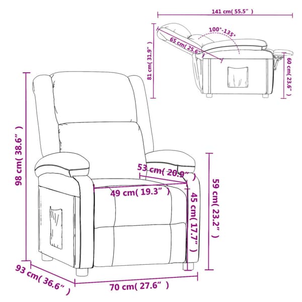 Reclinerfåtölj brun konstläder