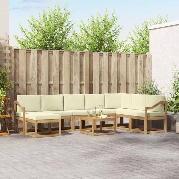 Utomhussoffset med kudde 9 pcs Vit och grädde