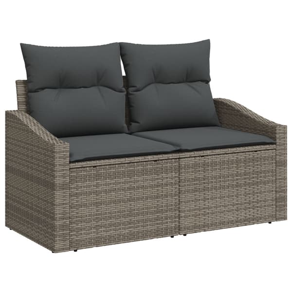 Trädgårdsoffset med lagring 9 pcs Grå Poly rattan