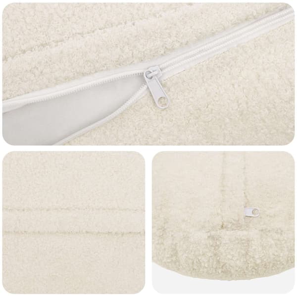 Kuddöverdrag 6 st HEERLEN Gräddvit Ø 60 cm Bouclé