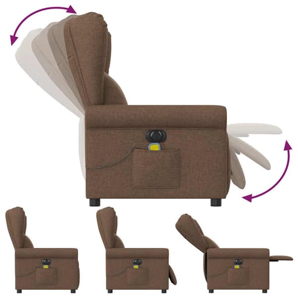 Elektrisk massagefåtölj brun tyg