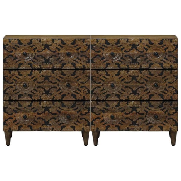 Sideboard 2 pcs Brun 60 x 33,5 x 75 cm Massivt mangoträ