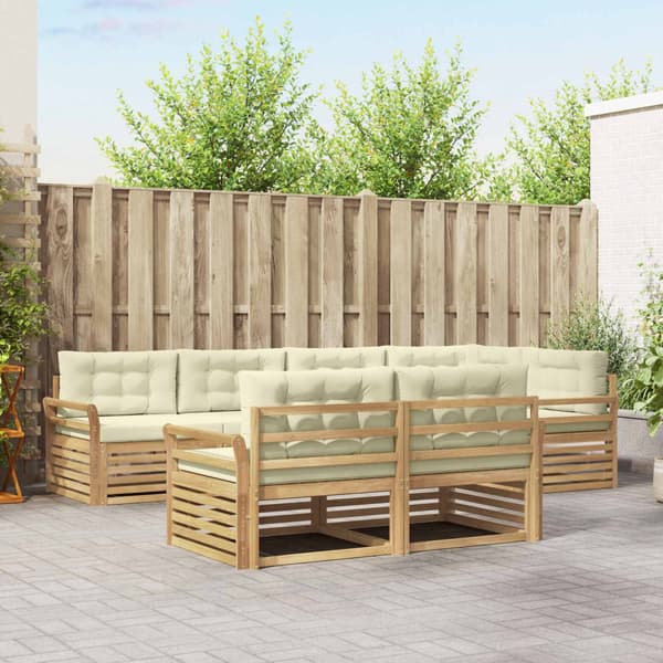 Utomhussoffset 7 pcs Vit och grädde 329 x 170,5 x 73 cm