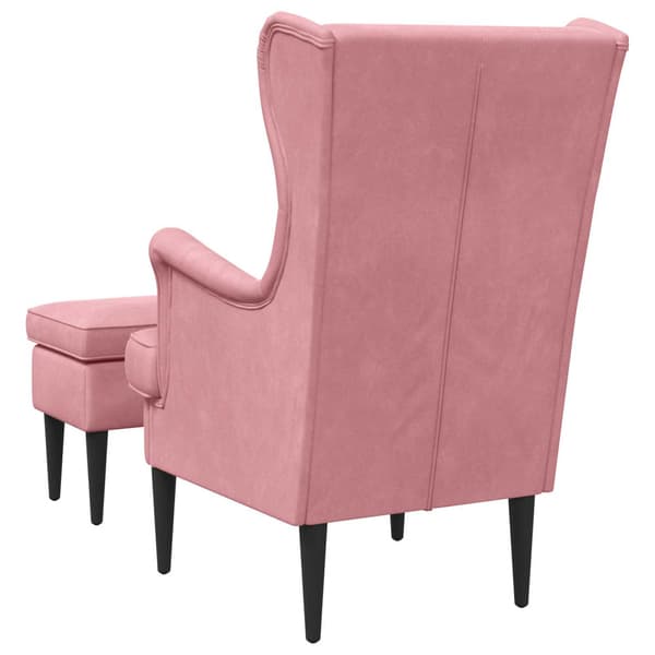 Fåtölj med fotpall 2 st Rosa Sammet
