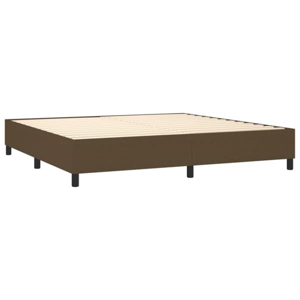 Ramsäng med madrass mörkbrun 200x200 cm tyg