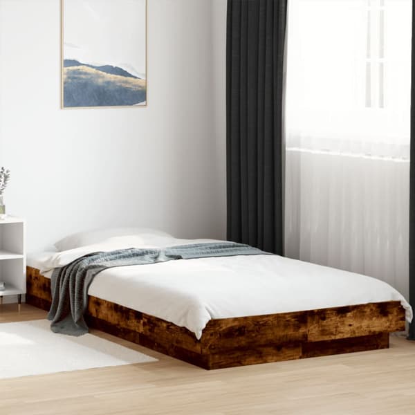 Sängram rökfärgad ek 75x190 cm konstruerad trä