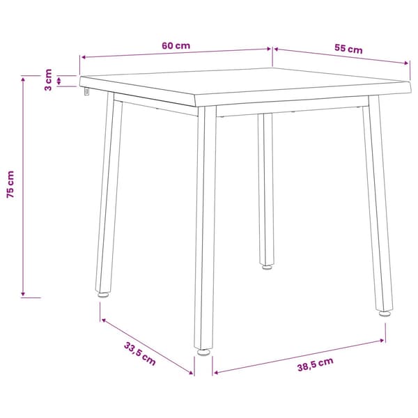 60 x 55 x 75 cm Massivt Akaciaträ Vit Rektangulär