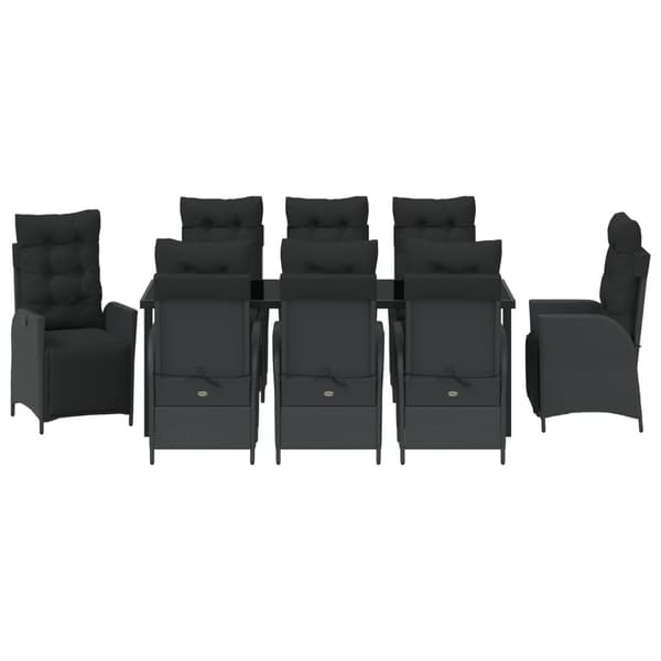 Trädgårdsmöbelset med kudde 9 pcs Svart konstrotting
