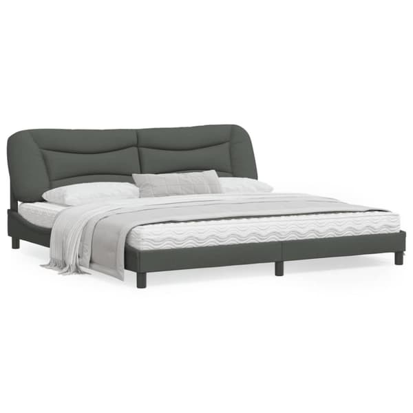 Bed Frame without Mattress "Hvar" Dark Grey 200x200 cm Fabric