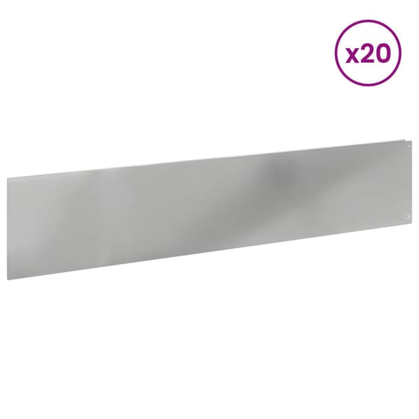 Kant för gräsmatta 20 pcs 100 x 22 cm Stål Silver