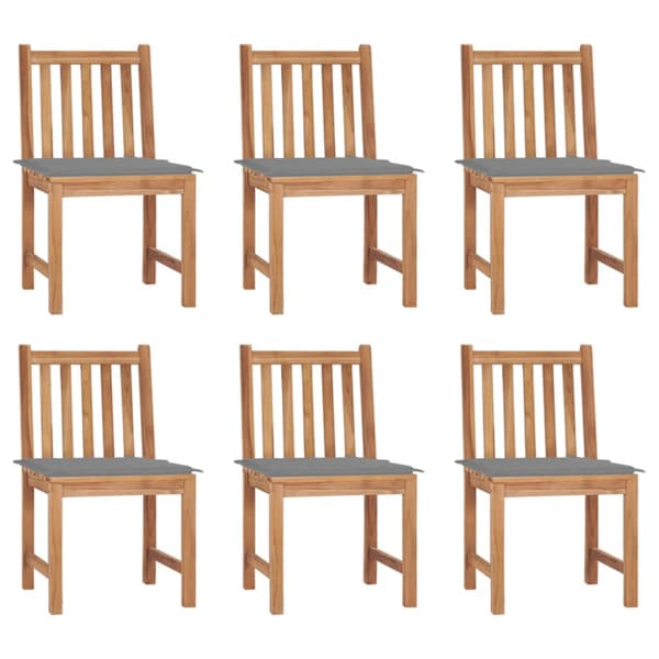 Trädgårdsstolar 6 st med dynor massiv teak