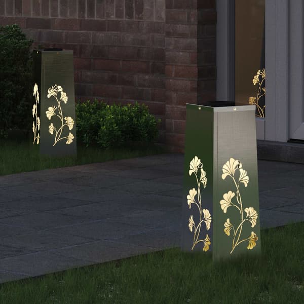 Solar LED Stig Ljus 2 pcs Silver Rostfritt stål