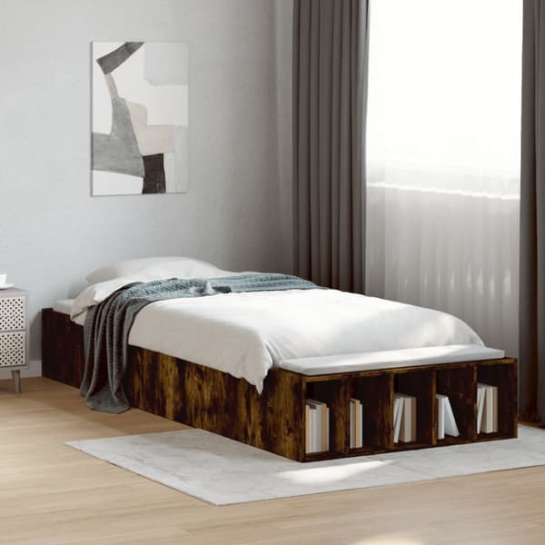 Sängram rökfärgad ek 75x190 cm konstruerad trä