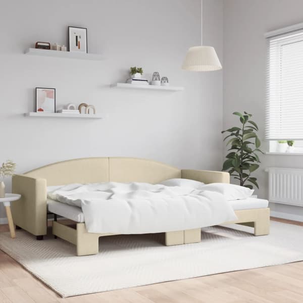 Dagbädd utdragbar gräddvit 80x200 cm tyg