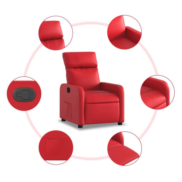 Reclinerfåtölj röd konstläder