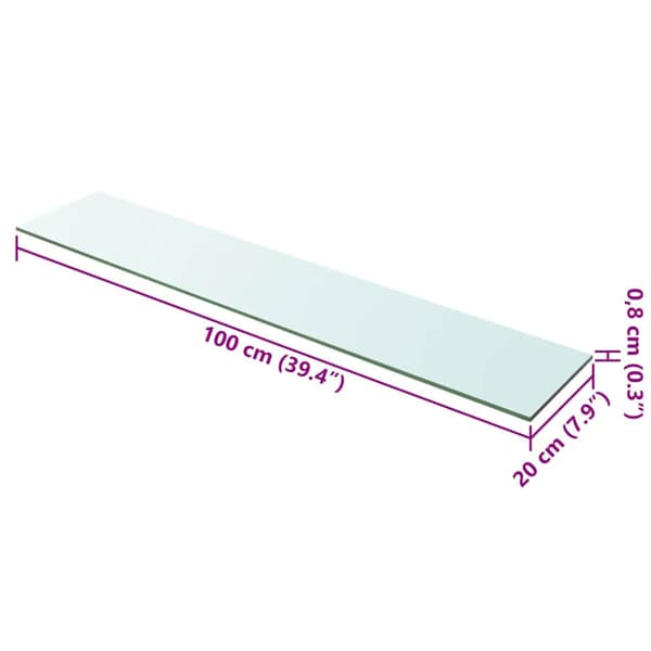 Hyllplan glas genomskinlig 100x20 cm