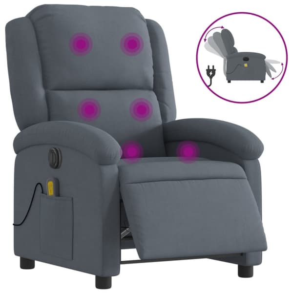 Elektrisk massagefåtölj mörkgrå sammet