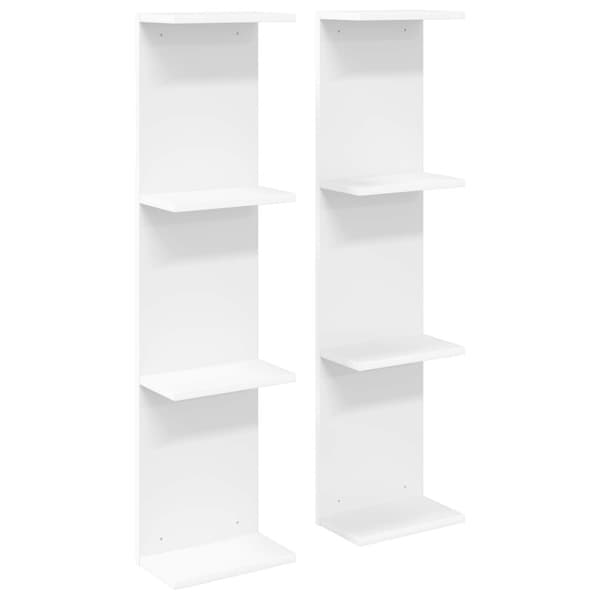 Vägg hylla 2 pcs Vit 22 x 15 x 100 cm Konstruerat trä