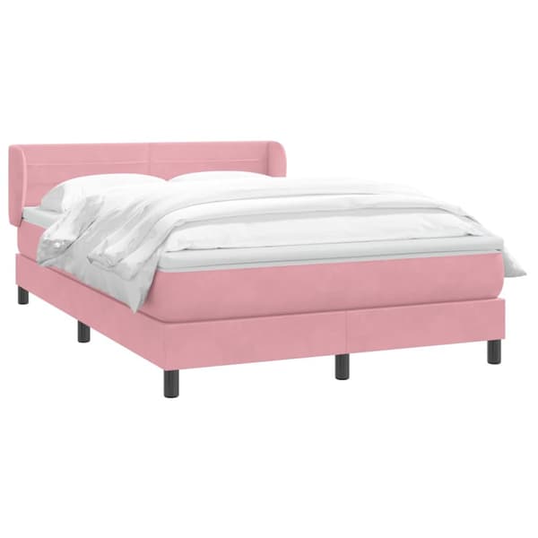 Ramsäng med madrass rosa 160x220 cm sammet