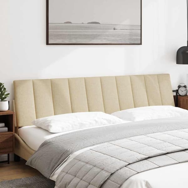 Headboard Cushion "Hanko" Cream 200 cm Fabric