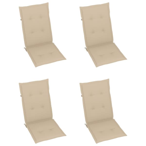 Trädgårdsstolar med beige dynor 4 st massiv teak