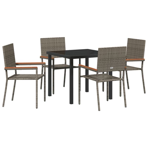 Trädgårdsmöbelset med kudde 5 pcs Grå konstrotting