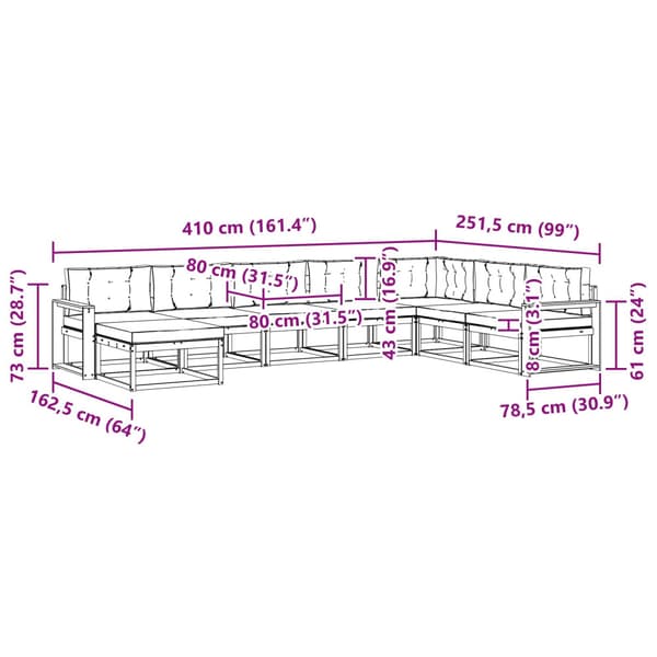 Utomhussoffset 8 pcs Vit och antracit