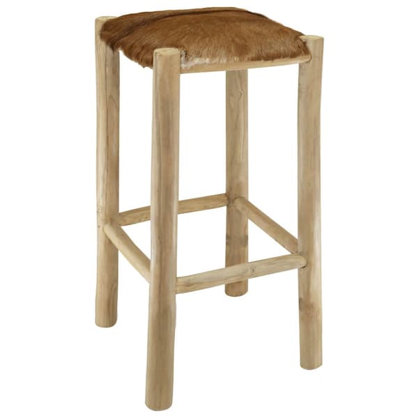 Barstol getskinnsläder och massiv teak