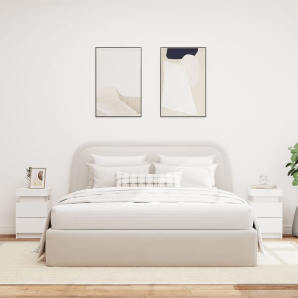 Sängbord med LED 2 st vit 35x39x55 cm