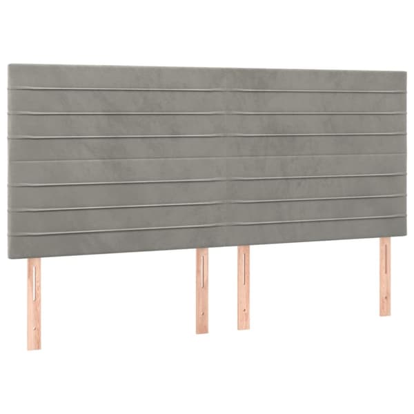 Ramsäng med madrass ljusgrå 180x200 cm sammet