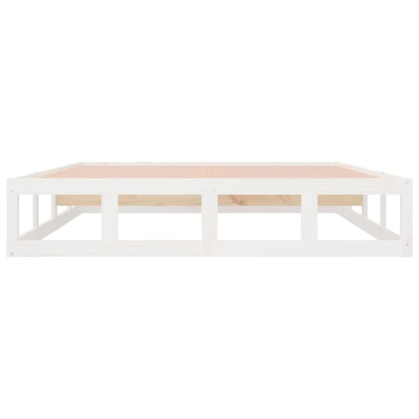 Sängram vit 200x200 cm massivt trä