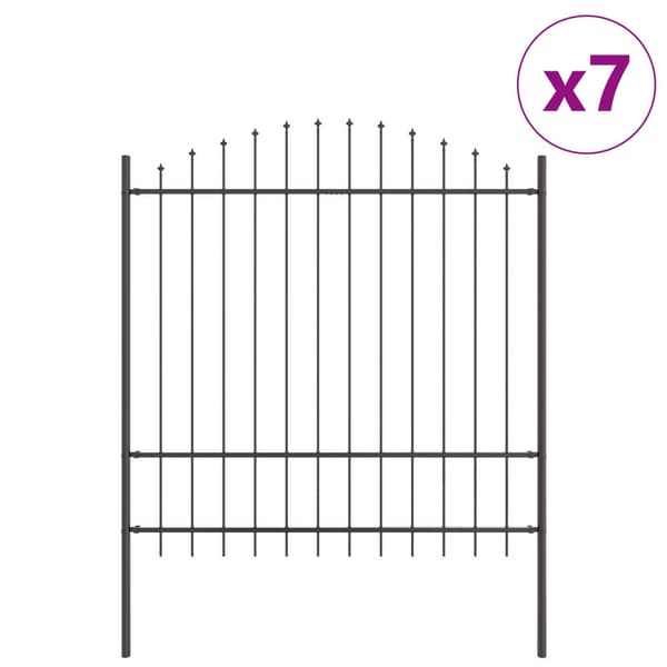 Trädgårdsstängsel 7 pcs Grå 170 x 215 cm Pulverlackerat stål