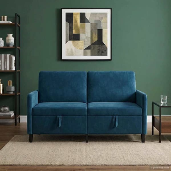 Soffa med förvaring Blå 152 x 78 x 87 cm Polyester