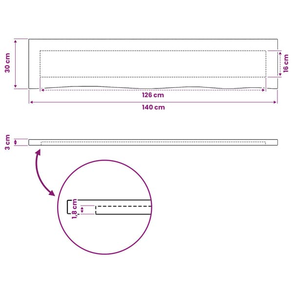 Rektangulärt Bordsskiva 90 x 50 x 3,5 cm Rektangulär Vit