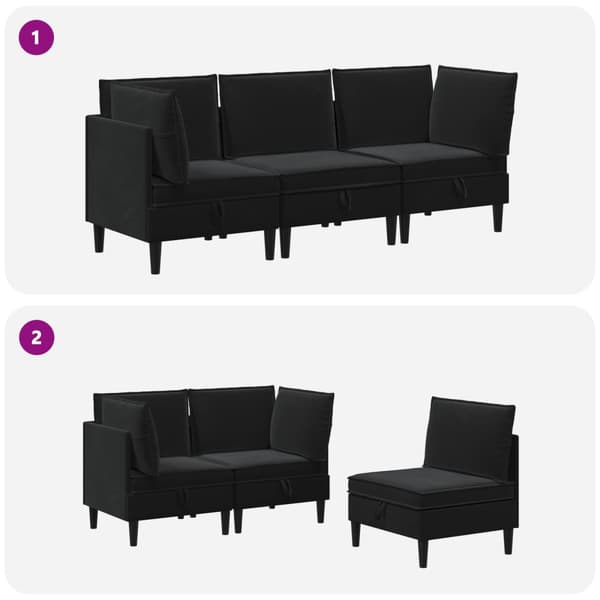 Möbelset för vardagsrummet med kudde 3 pcs Svart Sammet