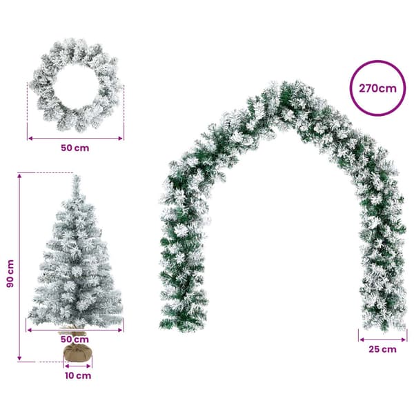 Mini-julgransset 90 cm PVC Grön och Vit