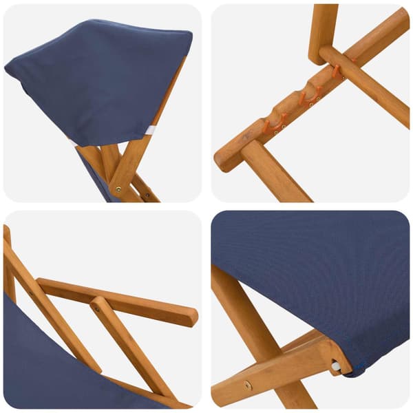 Deck Chair 4 st 3 Position Massiv Eukalyptus Trä Blå