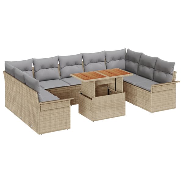 Trädgårdsoffset med kudde 10 pcs beige och ljusgrå