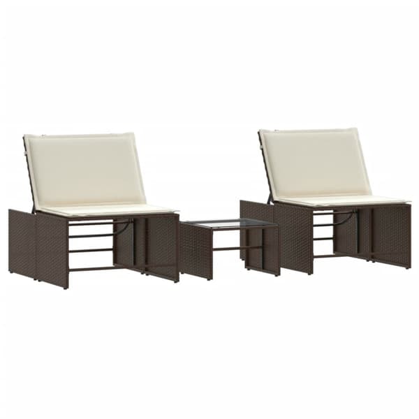 Solstolar 2 st med bord brun konstrotting