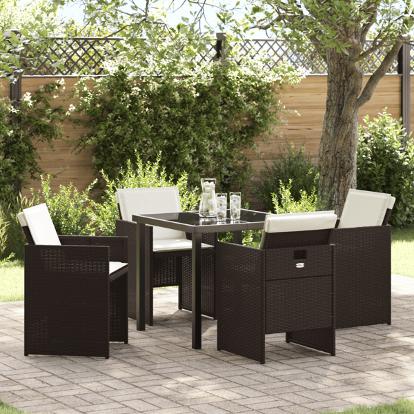 Trädgårdsmöbelset 5 pcs Brun konstrotting