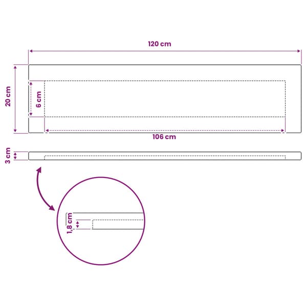 Rektangulärt Bordsskiva 90 x 50 x 3,5 cm Rektangulär Vit