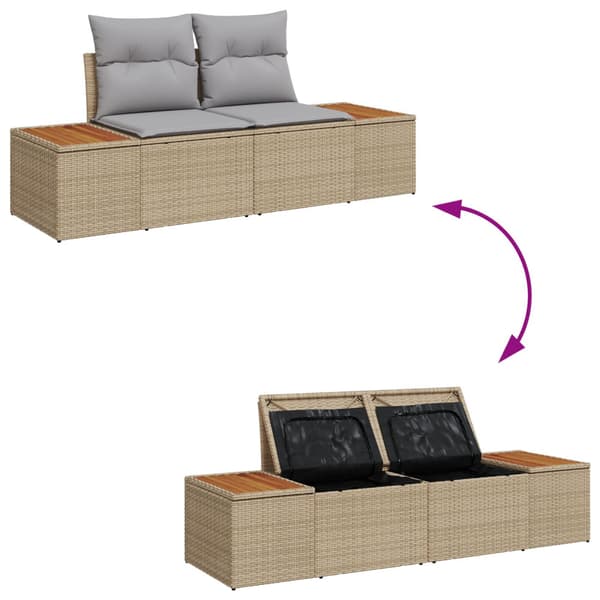 Trädgårdsoffset med lagring 6 pcs Beige Poly rattan