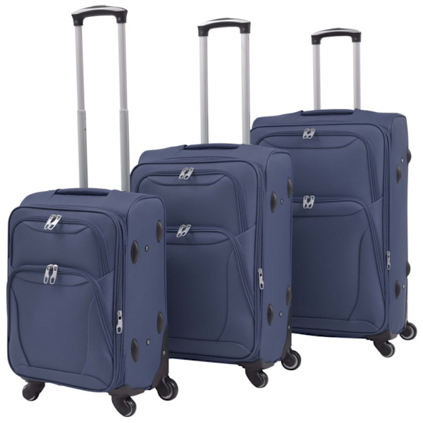 Resväskor 3 st marinblå soft case