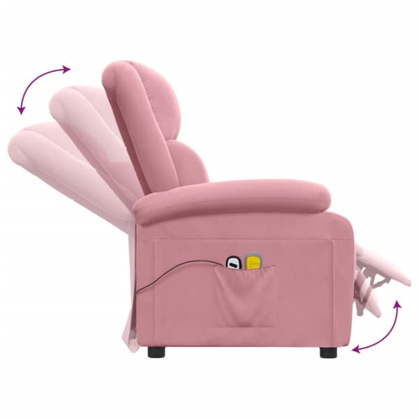 Elektrisk massagefåtölj rosa sammet