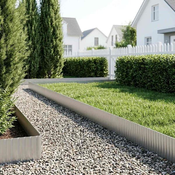 vidaxl Kant för gräsmatta 5 m x 25 cm Galvaniserat stål Silver