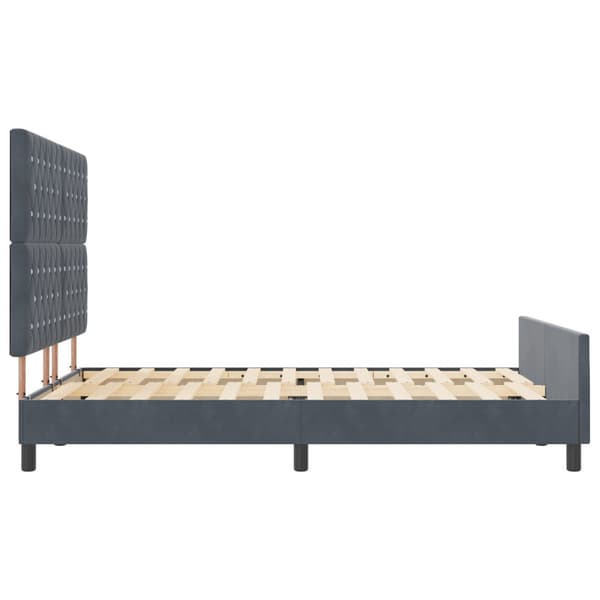 Bäddfjäder med huvudgavel Mörkgrå 140 x 190 cm Sammet